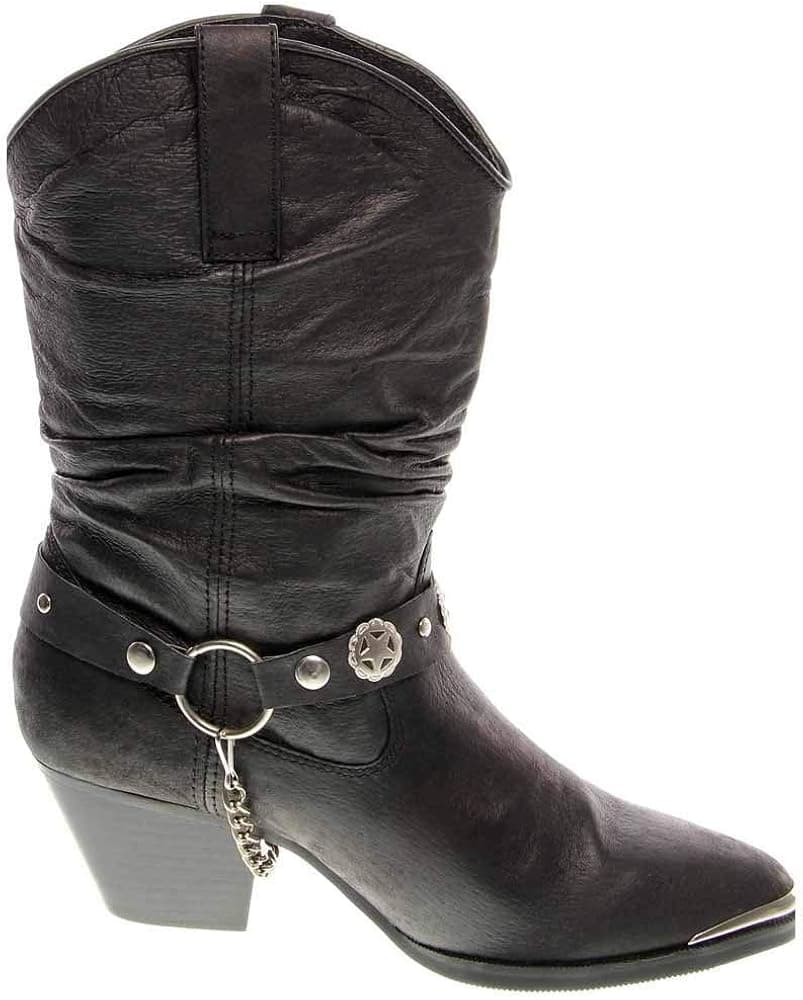Dingo Womens Olivia Pointed Toe Casual Boots Mid Calf Mid Heel 2-3" - Black