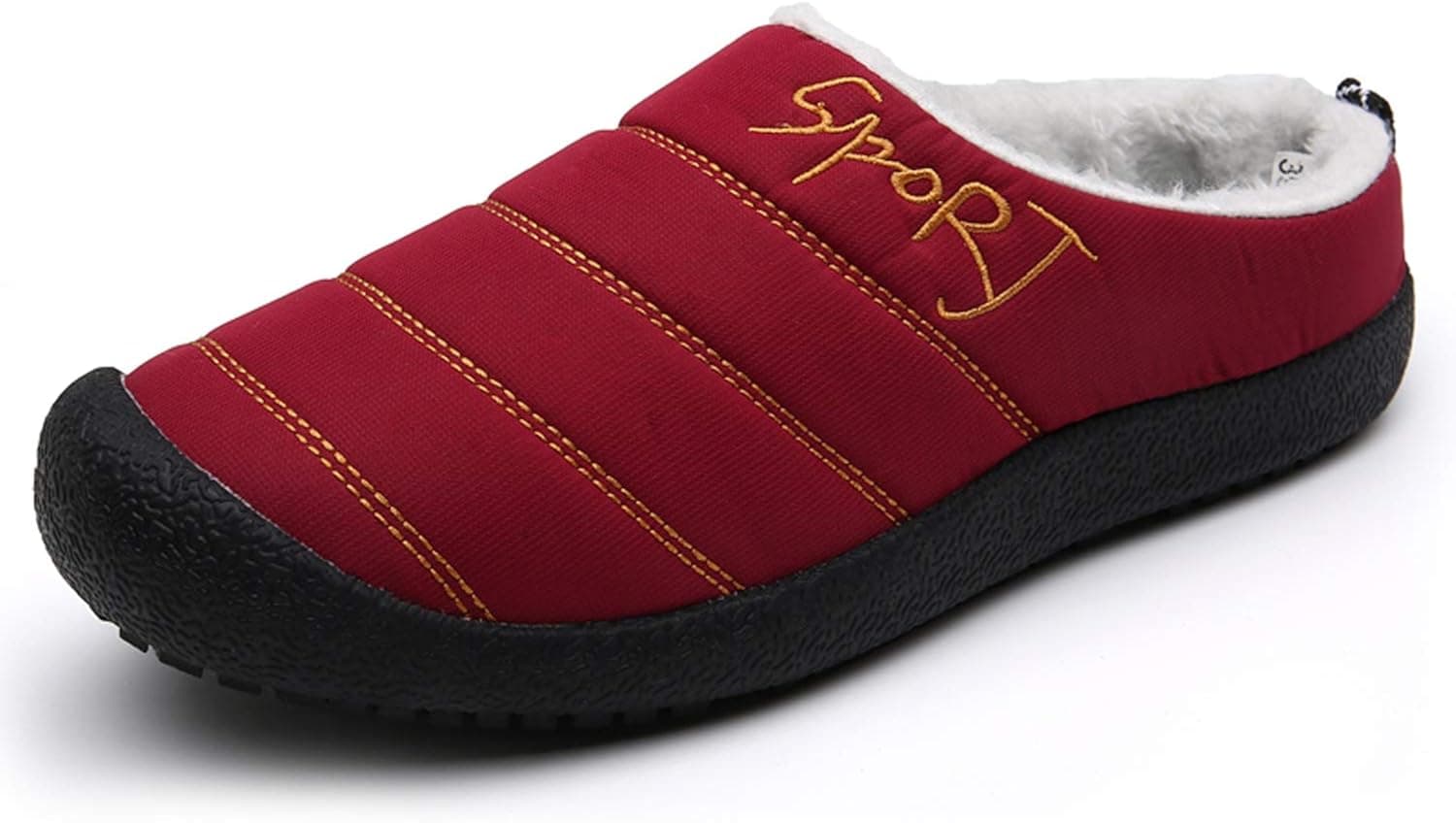 LIGHTEN Mens Womens House Shoes Non-Slip Warm Winter Snow Slippers Indoor Outdoor Fully Fur Lined Anti-Slip Slippers