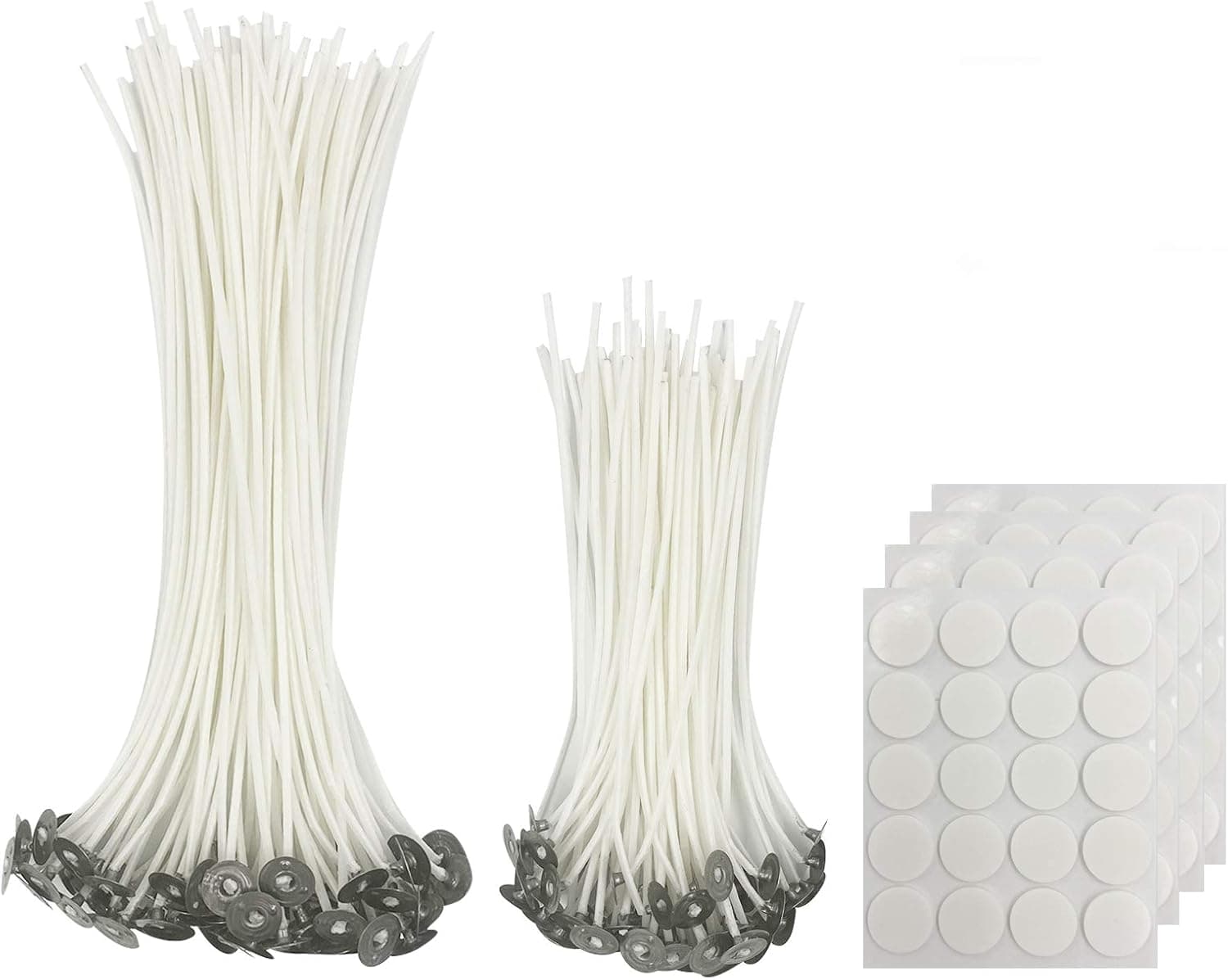 210 Pcs Candle Wicks for Candle Making 128 Pcs 6 inch & 8 inch Cotton Candle Wicks for Candlemaking Low Smoke Natural Cotton 80Pcs Candle Wick Stickers & 2Pcs Candle Wick Holder DIY Candle Making Kit