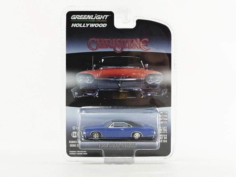 Greenlight 1968 Dodge Charger Dark Blue with Black Top Christine (1983) Movie Hollywood Series 22 1/64 Diecast Model Car 44820 E
