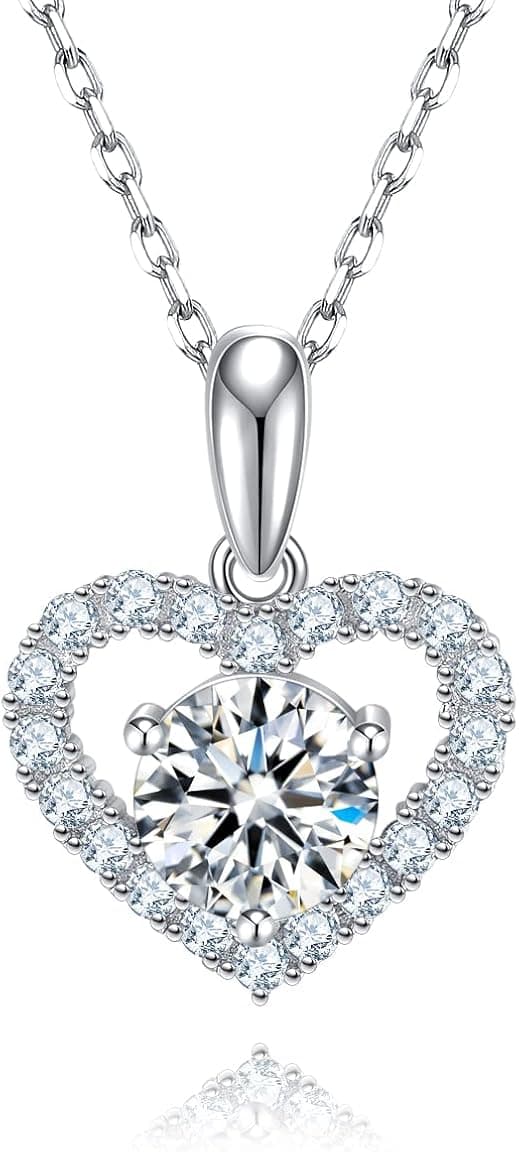 SecreTalk 3CT Moissanite Pendant Necklace 18K White Gold Plated Silver D Color Ideal Cut Diamond Necklace for Women with Certificate of Authenticity