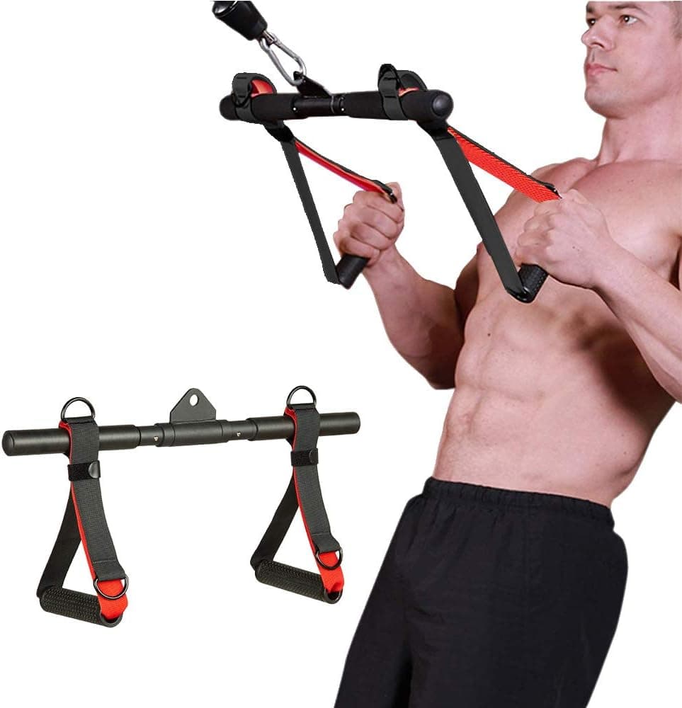 DOHOO Triceps Pull Down Attachment, Cable Machine Accessories for Weight Lifting, LAT Pull Down Attachment Strength Training Set