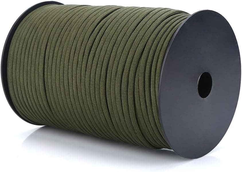 Thur amo Paracord 550 Rope Parachute Lanyard 9 Strand Cord Spool Traction Rope Tent Rope for Outdoor Hiking Wristband Bracelet Strong Strength Rope Tie Down 100M (Army Green)