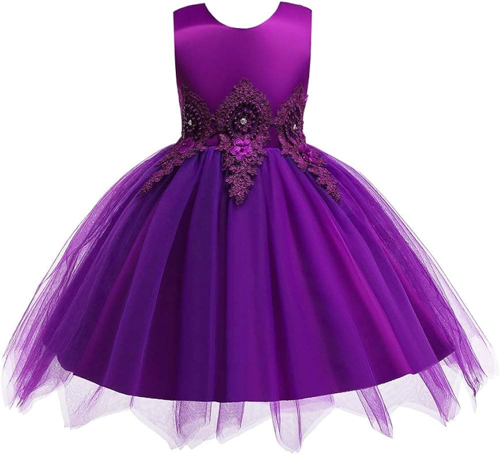 HUAANIUE Baby Toddler Girls Wedding Pageant Dresses Birthday Party Dress Purple 2-3 T