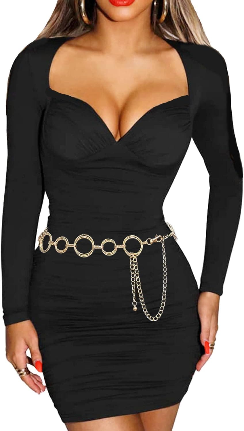 Women's Polished O- Ring All Over Links Metal Link Chain Waist Fashion Belt