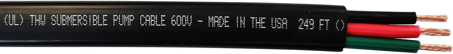 25 feet increment up to 1000 ft. 12/2 w/ground, flat HD submersible pump cable, stranded copper, for 2-wire pumps, double jacketed, UL listed, Tuhorse