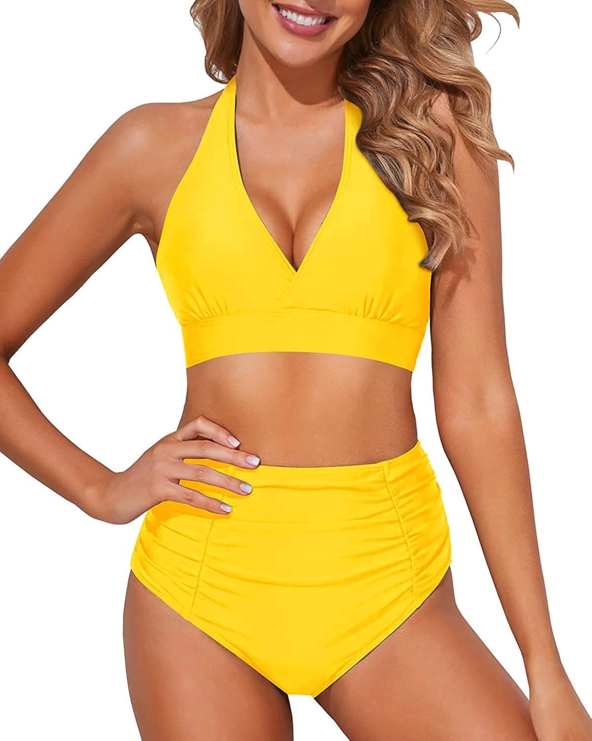 Tempt Me Women Two Piece High Waisted Bikini Set Swimsuits Push Up Halter Tummy Control Bottoms Bathing Suits