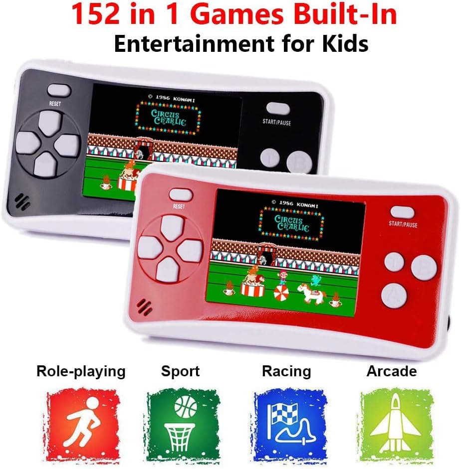 Handheld Games Console for Kids, Portable Retro Video Game Can Play on TV(Black and Red)