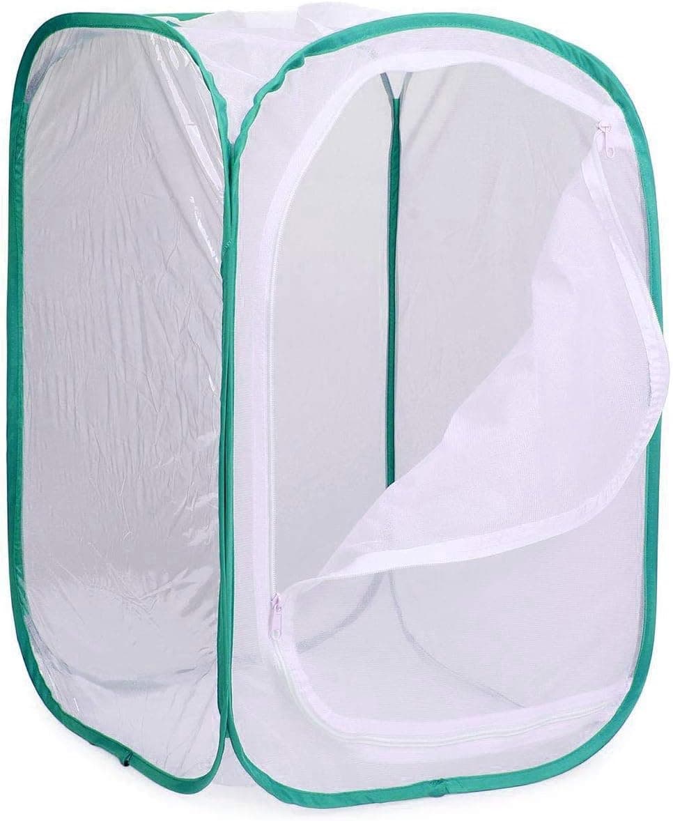 Collapsible Caterpillar Habitat, Monarch Butterfly Cage Habitat with 5 Mesh Panels for Airflow Pop Up Butterfly Kit, 15.7" x 15.7" x 23.6" Tall