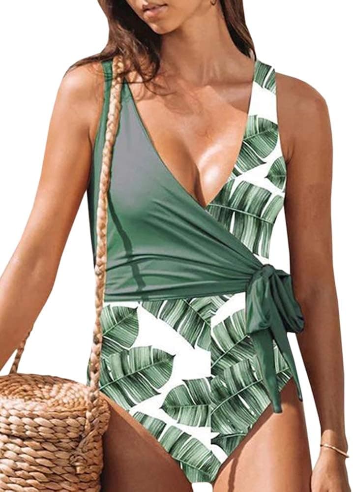 Yacooh Womens Halter Strap High Neck High Waisted Bikini Sets Cross Back Striped 2 Piece Swimsuits Bathing Suits