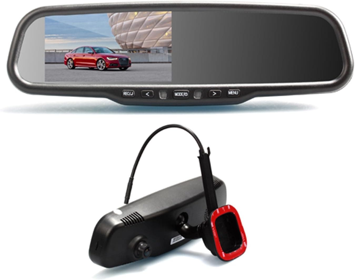 AUTO-VOX 4.3" FHD 1080P Car DVR Mirror Dash Camera G-Sensor Color HD Rear View Mirror Monitor with Free 32GB SD Card for Ford Toyota VW and Most Car Model