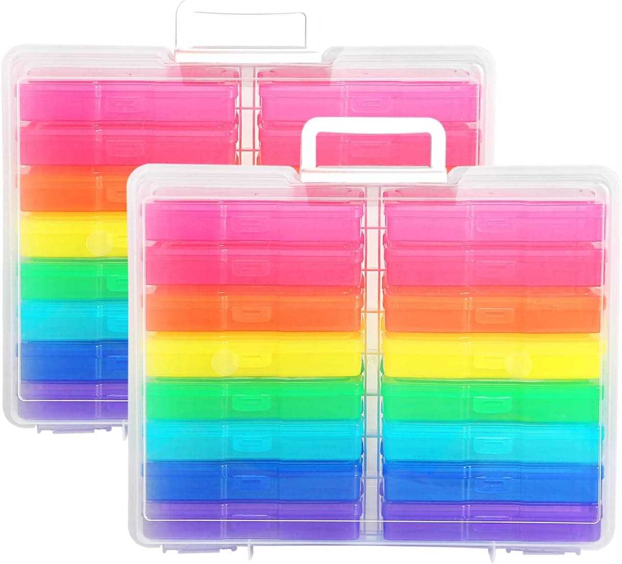 Naivees Photo Storage Case 4" x 6" Photo Case-16 Inner Photo Organizer Boxes Craft Keeper Photo Storage Containers Box for Photos, Pictures,Art (Multicolor ×2)