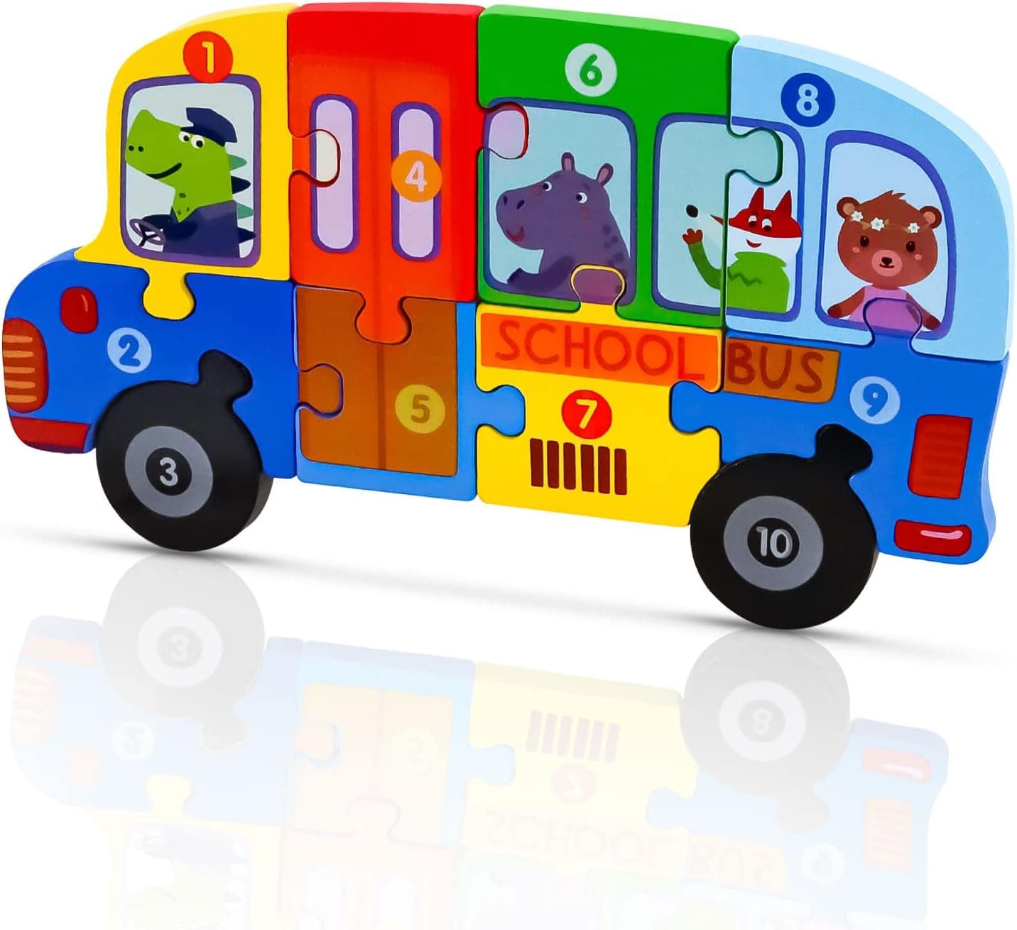 Puzzles Toddler Toys Wooden Puzzles,Boys and Girls Educational Toys Puzzles Gift, Montessori Toddler Toys 2-6 Years Old, Kids Wooden Puzzles,(1 School Bus)