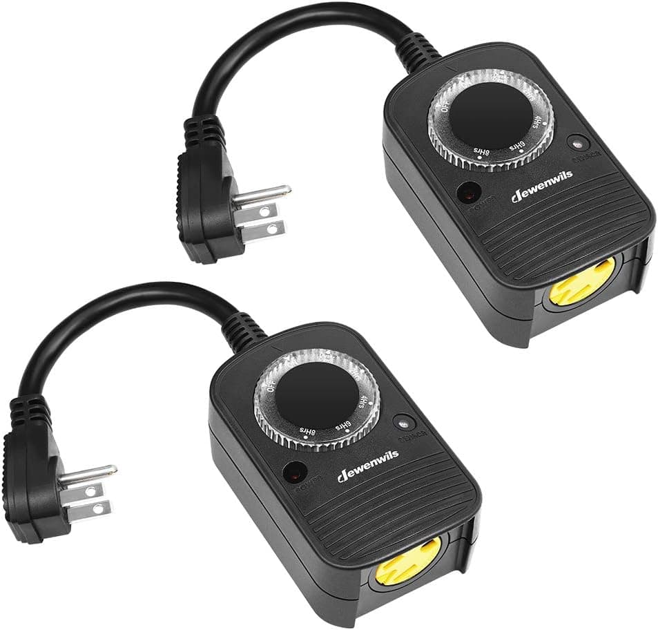 DEWENWILS Outdoor Timer for Lights, Dusk to Dawn Sensor Timer for Electrical Outlet, Weatherproof, 10A, 1/2 HP, UL Listed, 2 Pack