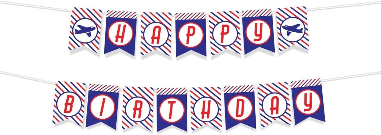 AIRPLANE THEMED HAPPY BIRTHDAY BANNER Airplane party supplies Airplane birthday party supplies Airplane decorations Airplane decorations for party