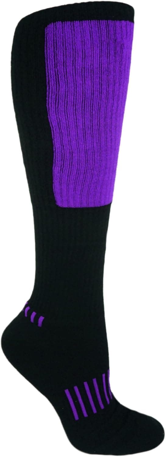 MOXY SOCKS Black with Purple The Deadlift Block Athletic Knee-High Fitness Socks