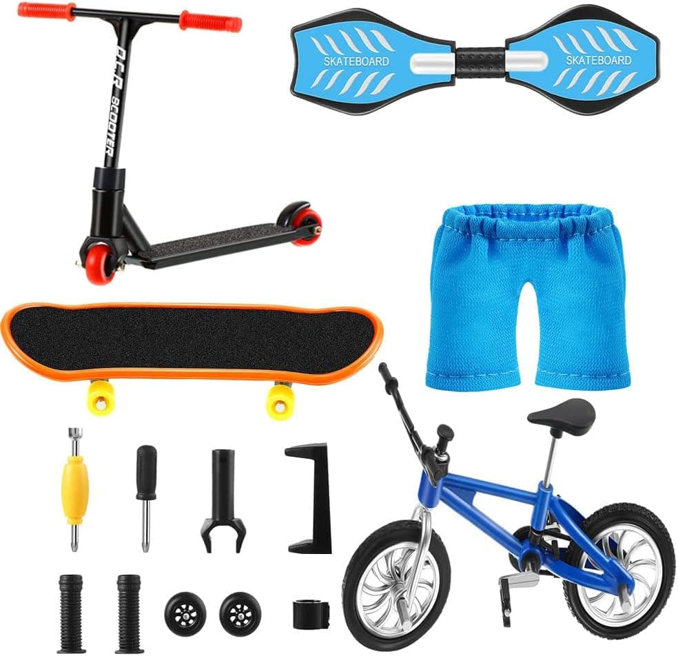 Finger Scooter Set, Mini Finger Scooter Set, Interactive Finger Toy, Pants with Accessories, Mini Fingerboard Accessories, 14 Pieces Per Set