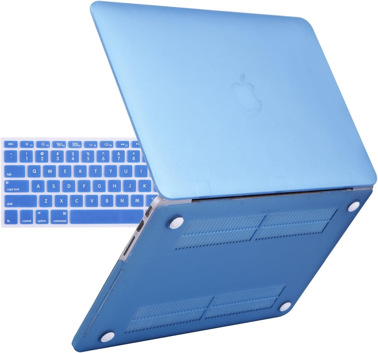 HDE MacBook Pro 13 Inch Retina Case Hard Shell Cover Rubberized Soft Touch Plastic with Silicone Keyboard Skin Fits (No CD Drive) Model A1425 and A1502 (Light Blue)