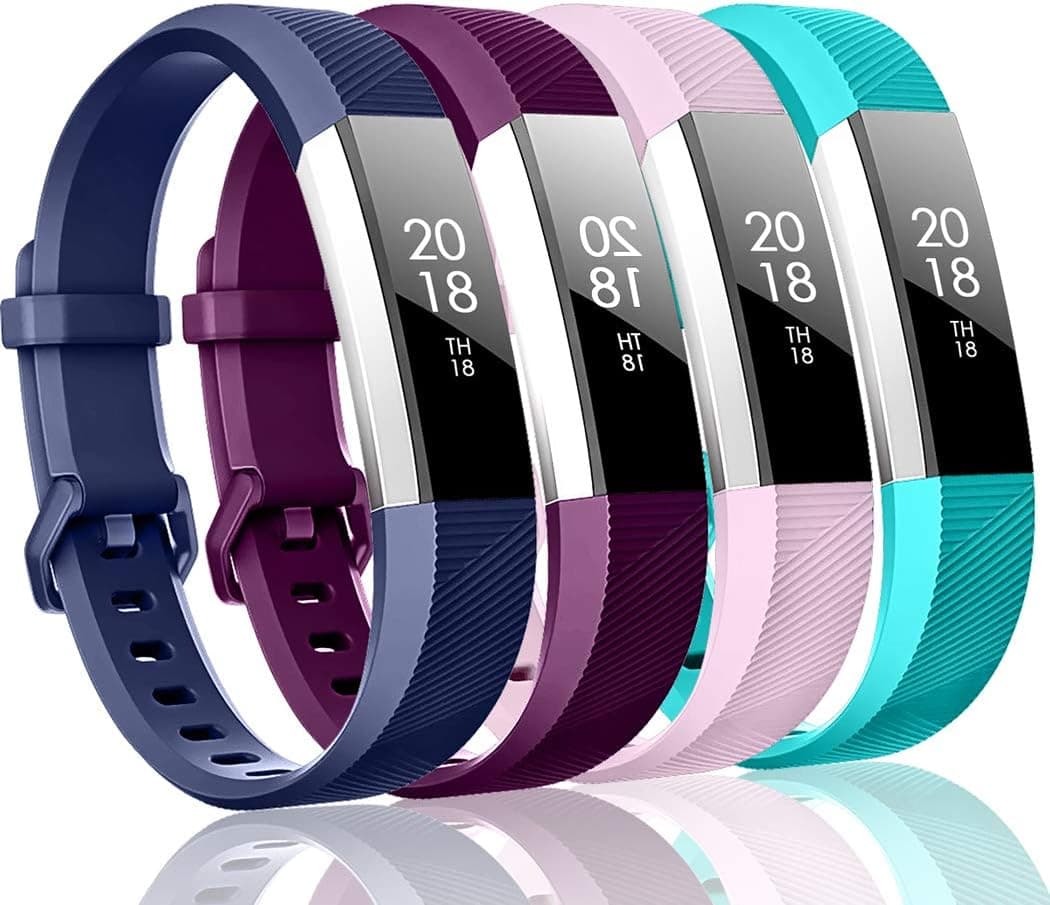 ZEROFIRE Bands Compatible with Fitbit Alta HR and Fitbit Alta (4 Pack), Replacement Sport Wristbands with Secure Metal Buckle for Fitbit Alta/Fitbit Alta HR/Fitbit Ace, Small Large