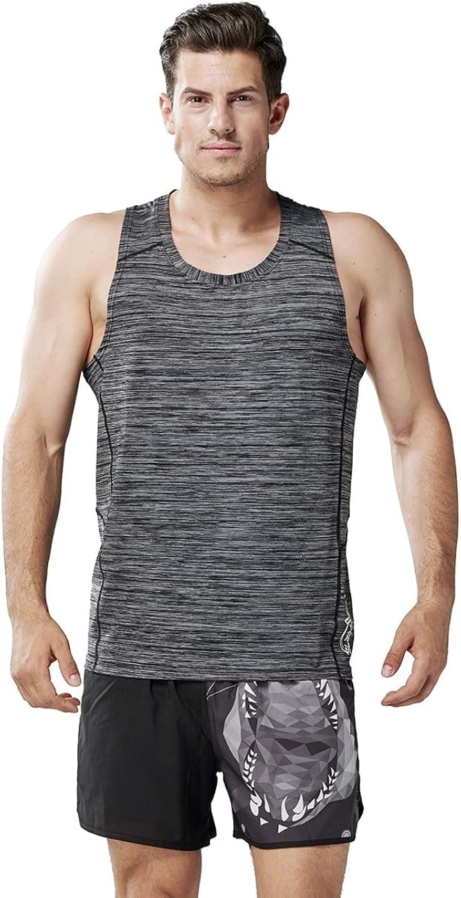 HUGE SPORTS Men's Gym Fitness Y-Back Quick Dry Tank Top-Bodybuilding Workout Muscle Sleeveless Shirts(Black,3XL)