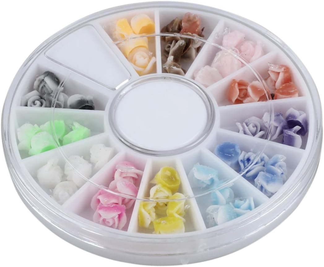 SODIAL(TM) 120pcs 3D FIMO Slice Rose Flower Nail Art Tips Decoration