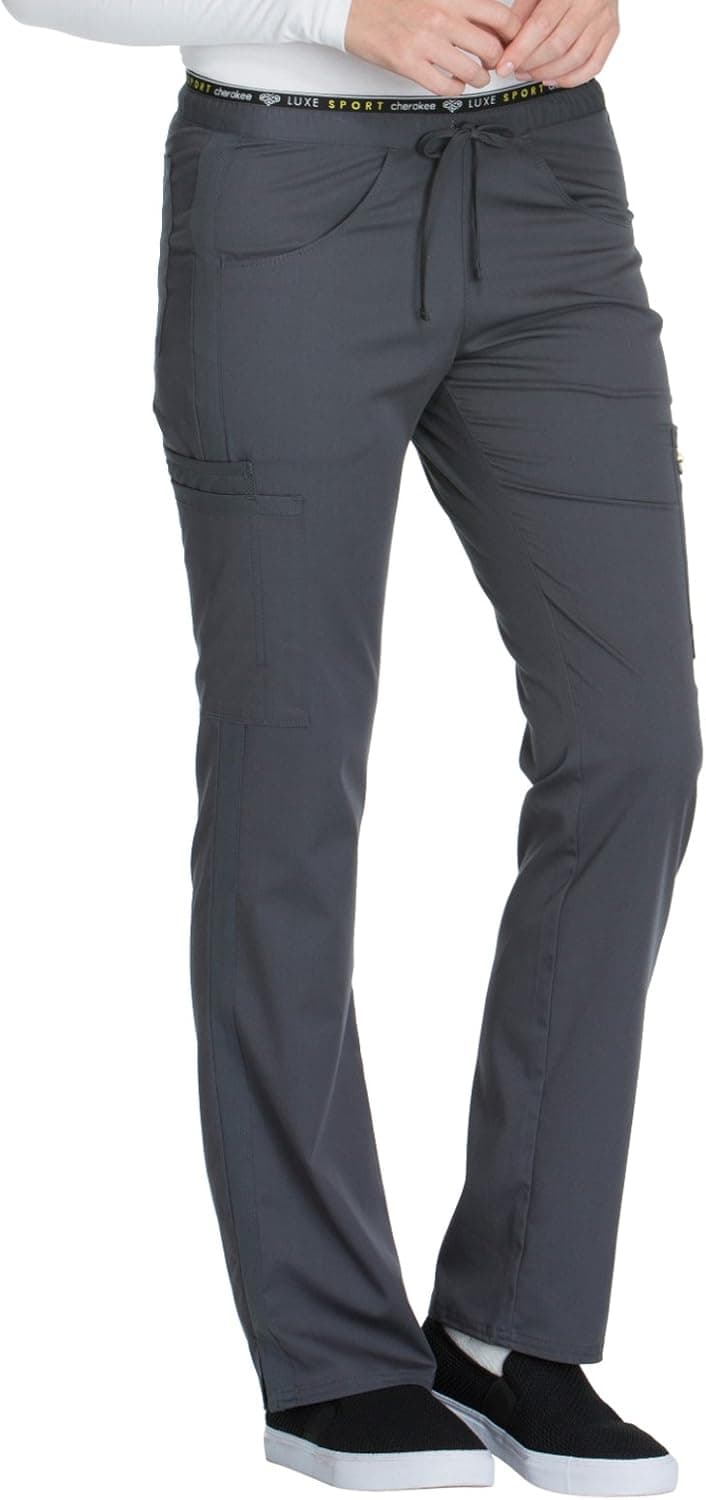 Cherokee Women's Plus Size Luxe Sport Mid Rise Straight Leg Pull-on Pant