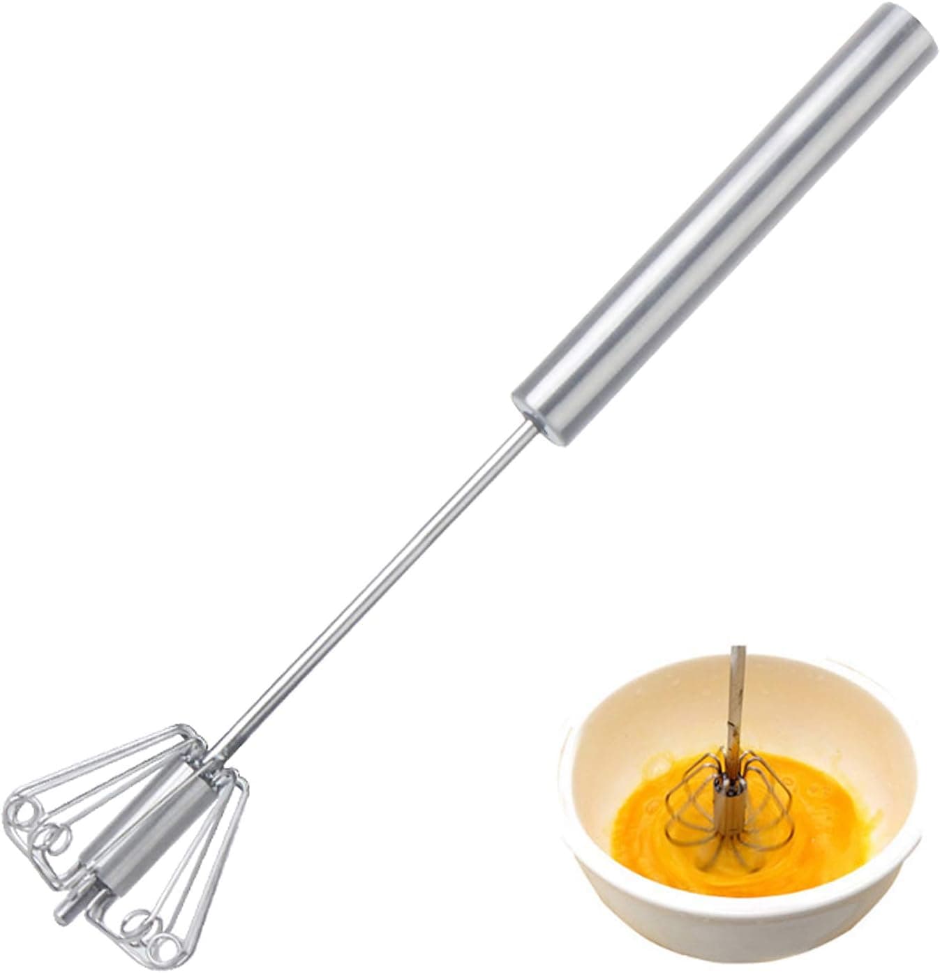 Wisks for Cooking,Professional Stainless Steel Egg Beater with Long Ergonomic Handle for Egg,Flour,Bread,Milk,Cream,Cake and Coffee