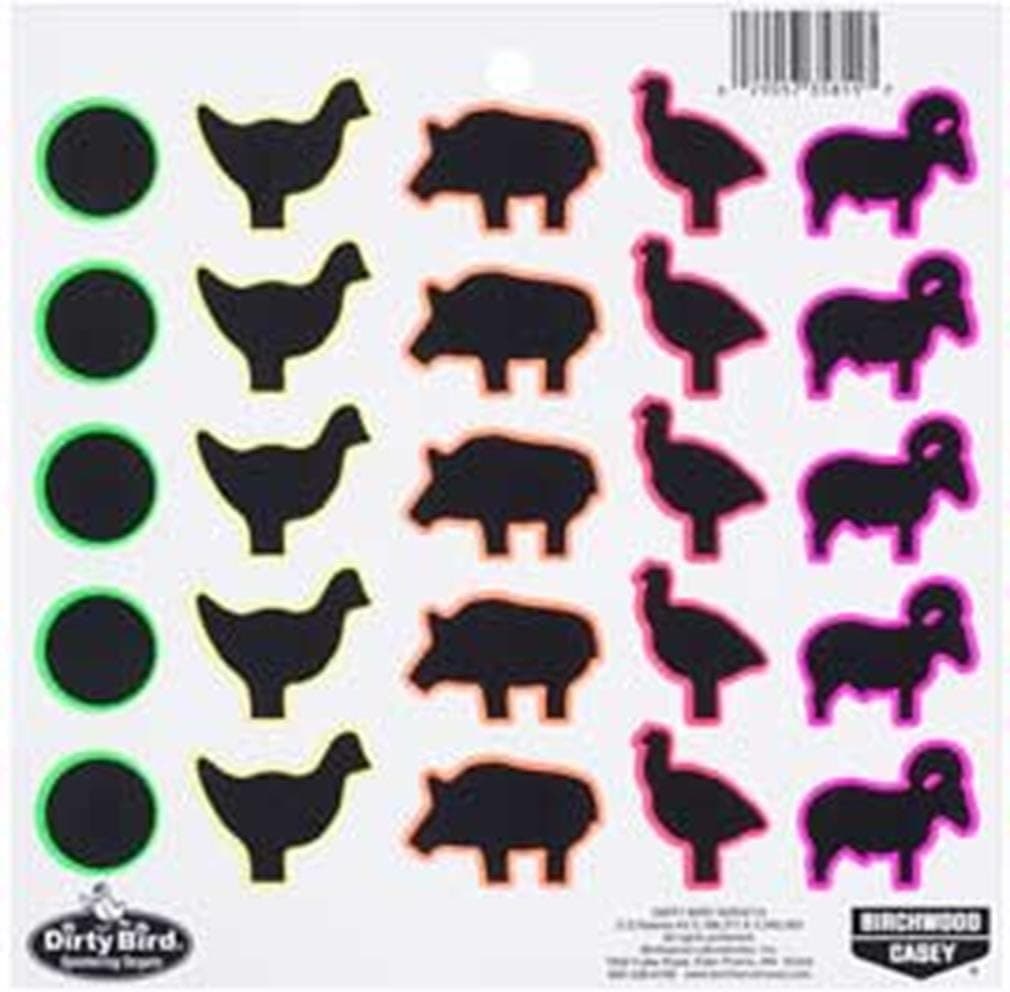 Birchwood Casey Dirty Bird Multi-Color Animal Targets, 20 Sheet Pack