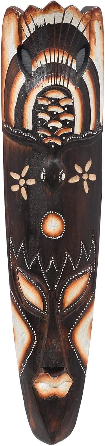 DECORHYTHM Multicolour Unique Vibrant Hand Chiseled Wood African Style Wall and Home Decor Mask
