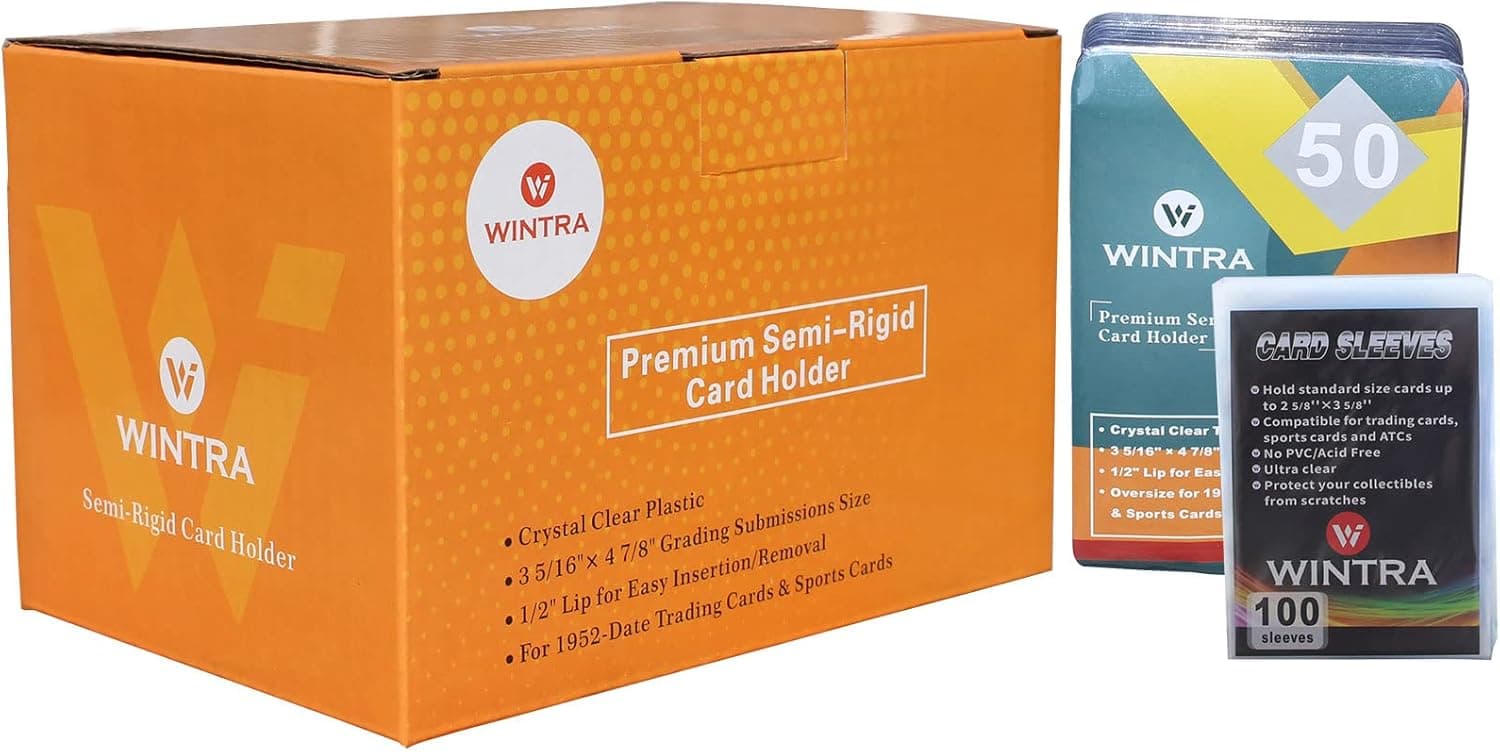 WINTRA 50 Count Semi-Rigid Card Holder with 100 Penny Card Sleeves , Quality Card Submission Card Sleeves Protectors