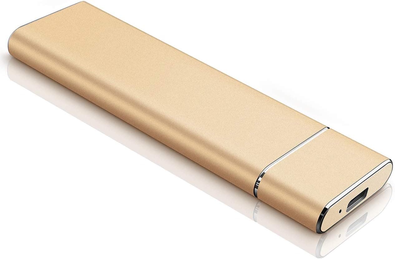 External Hard Drive, 1TB Hard Drive External Portable Slim Hard Drive Compatible with PC, Desktop, Laptop, Mac-Gold,2TB External Hard Drive