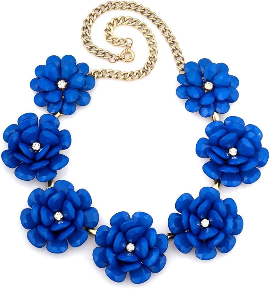 ShinyJewelry Big Flower Bib Bubble Chunky Collar Choker Statement Necklace Pendant