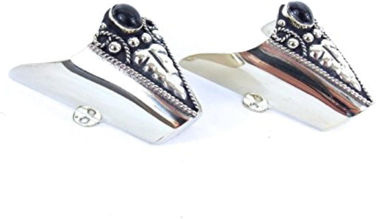 Silver Plated Onyx Boot Tips