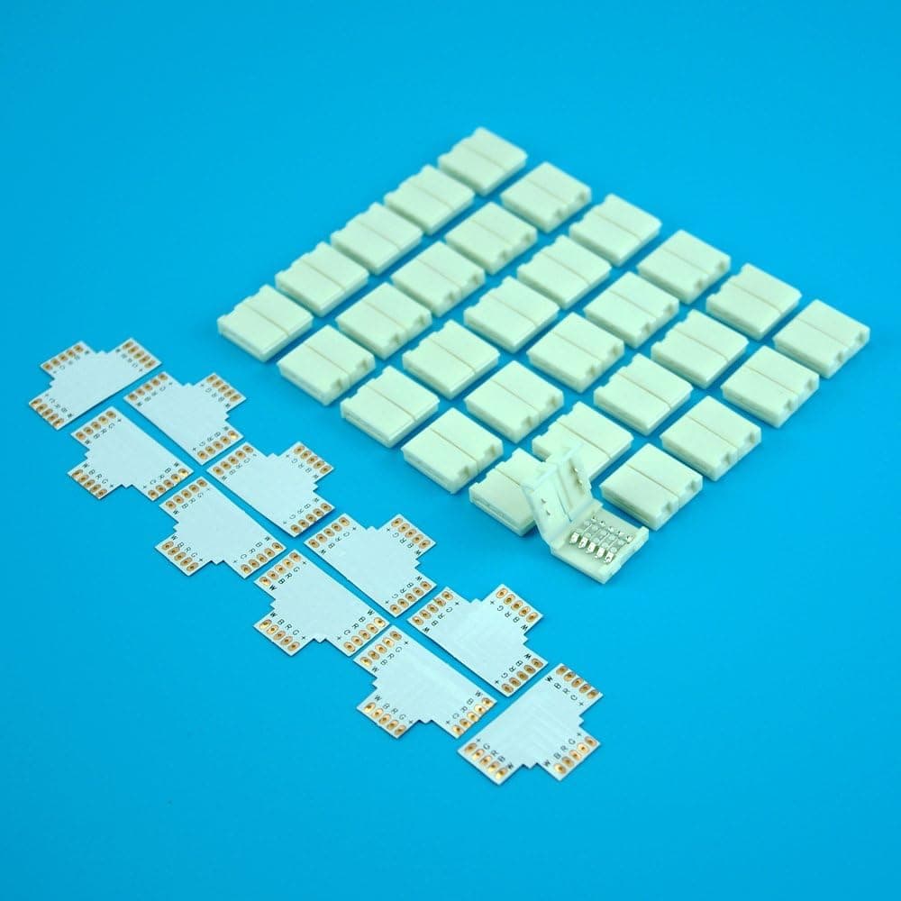 Zitrades 10PCS 5 Pins T Shape Connector and 30PCS Solderless Connector Adapter for RGBW RGBWW 5050SMD 12mm LED Flexible Strip Lights
