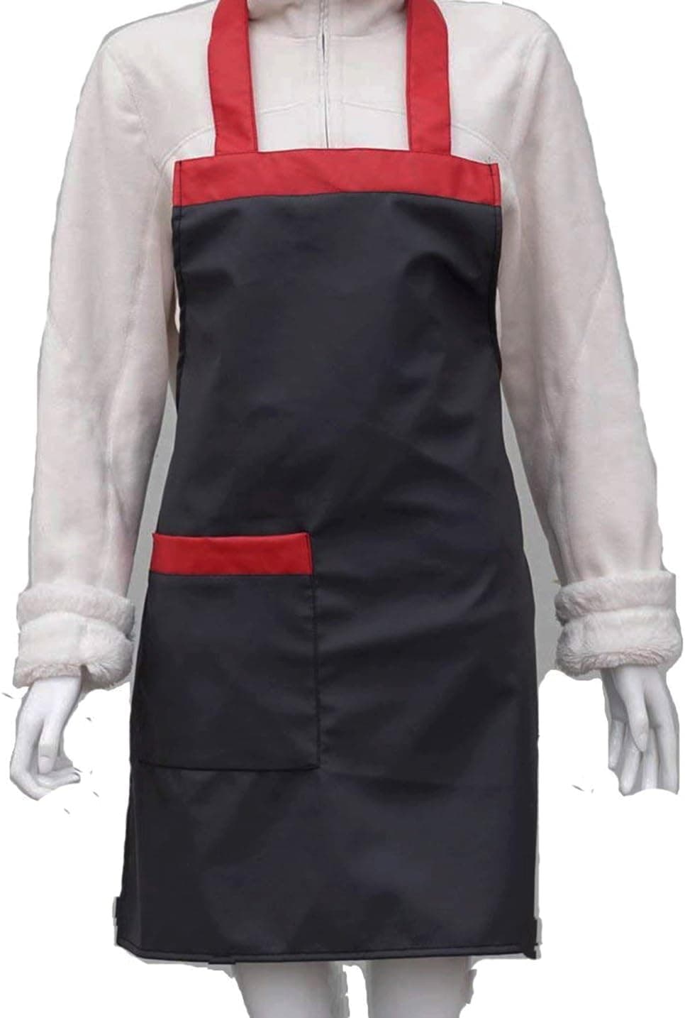 L-SRONG Waterproof Apron,Tuff Apron Duty Waterproof Durable Kitchen Dishwashing Bib -Black Red