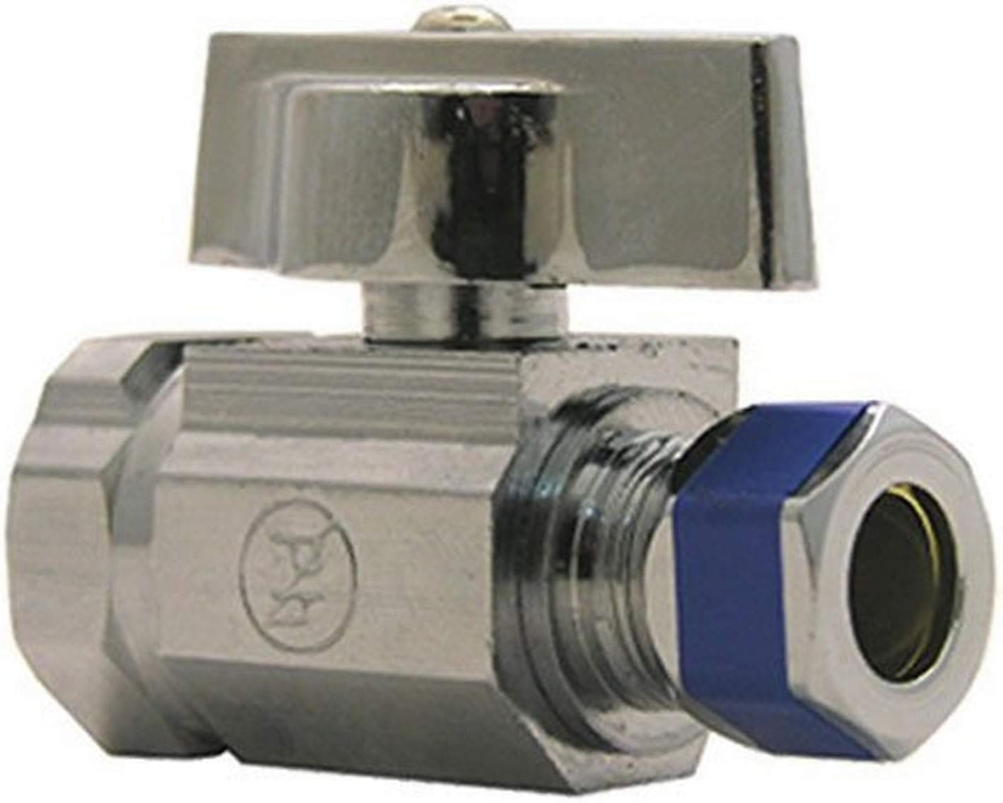 LASCO 06-9271 Straight Stop Quarter Turn Ball Valves, 3/8-Inch Iron Pipe Inlet X 3/8-Inch Compression Outlet, Chrome