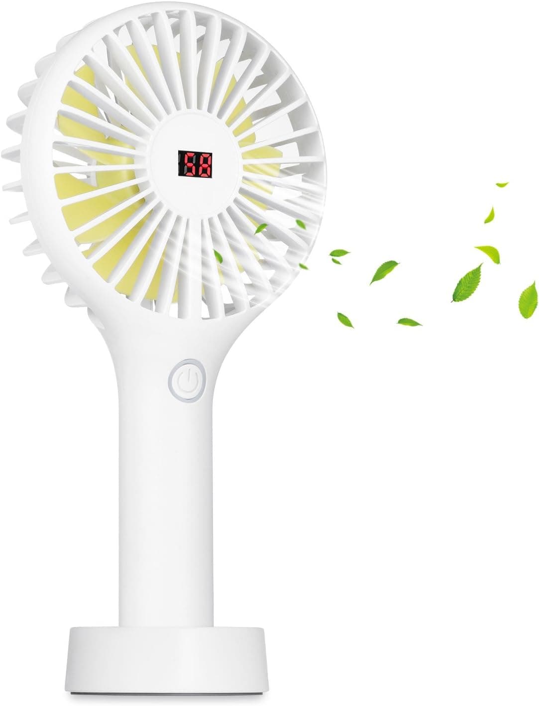 Homehod Battery Operated Handheld Fan,Portable Mini Personal Battery Hand Held Fan with LCD Dispaly Design,2500mAh Battery with 3 Settings,Strong Wind and Rechargeable USB for Travel Home and Office