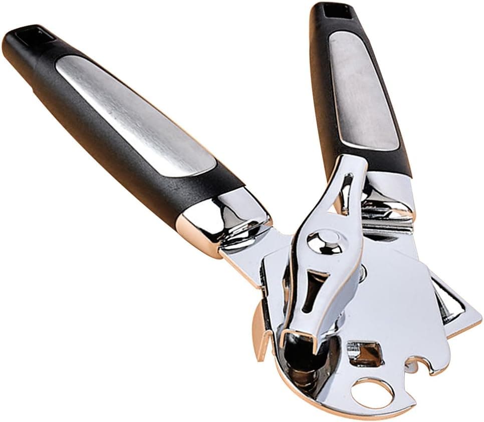 Professional Heavy Duty Safety Manual Can and Tin Opener - Portable Kitchen Tool - Stainless Steel Ergonomic Anti Slip Design