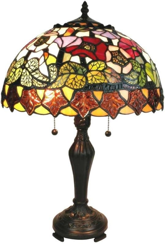 Amora Lighting Tiffany Style AM066TL14 Poppies Table Lamp, 14"W
