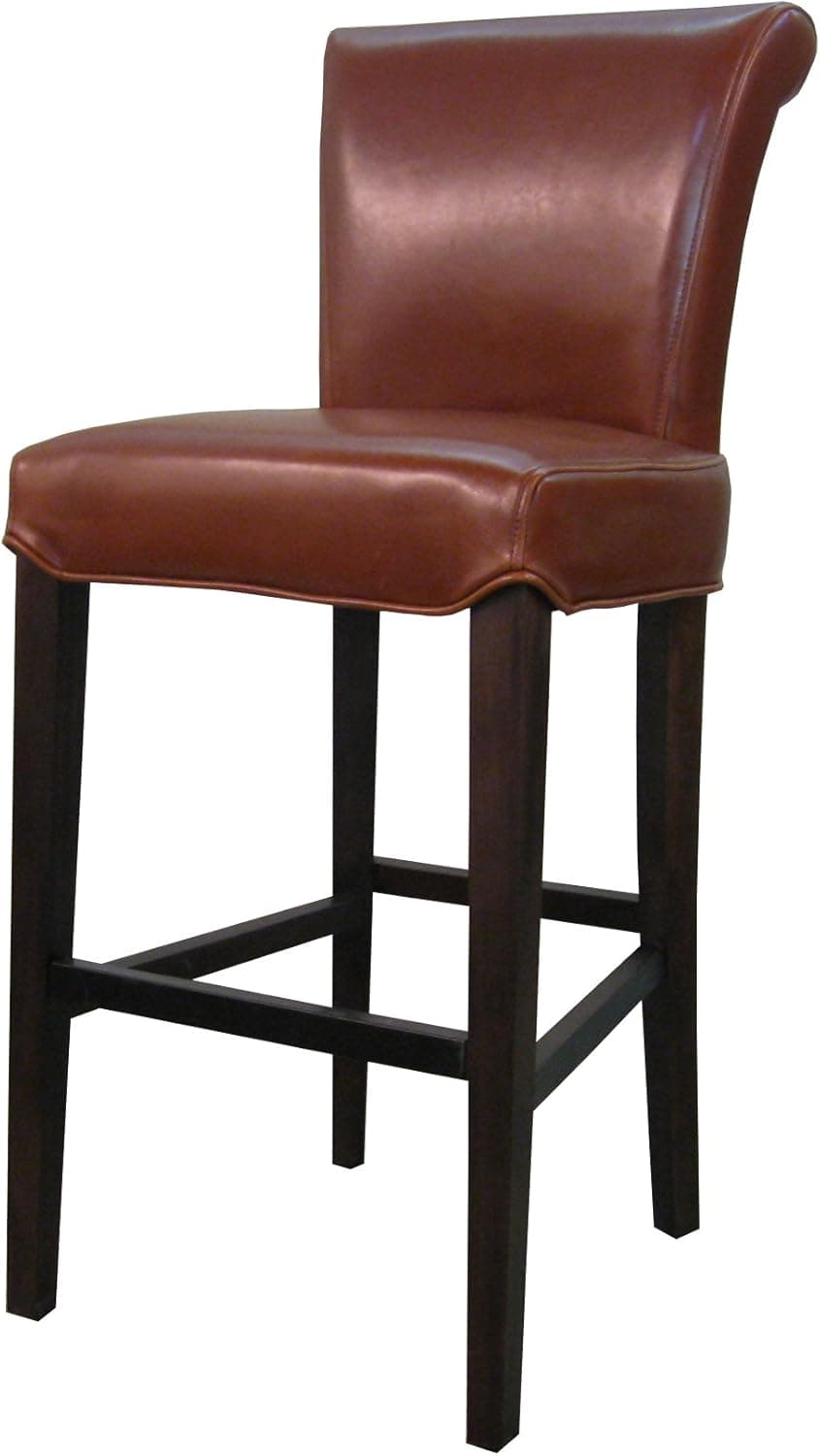 New Pacific Direct Bentley Leather Counter Stool 26",Brown Legs,Cognac Brown