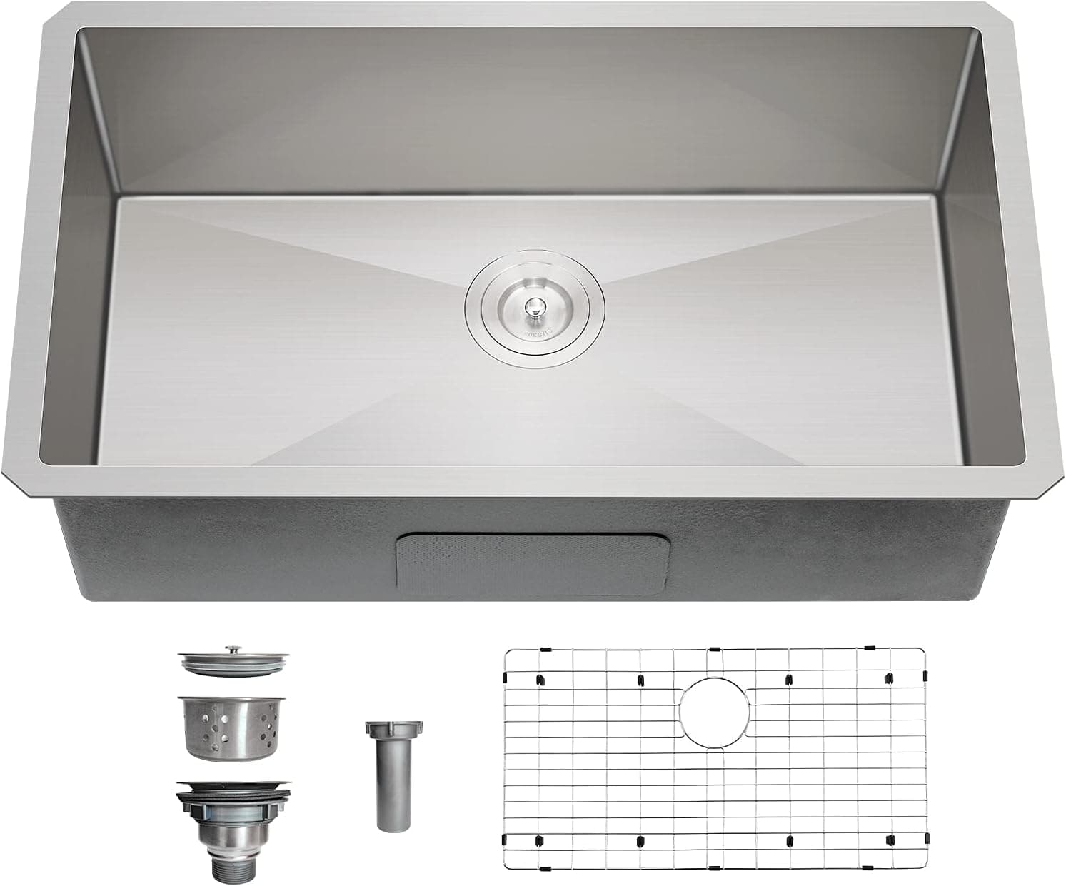 30 inch Undermount Kitchen Sink SNUGROM Commercial sink 30x18 Inch Sink Stainless Steel 18 Gauge 10 inch Deep Single Bowl Farmhouse Restaurant Handmade Sink with Strainer and Bottom Rinse Grid