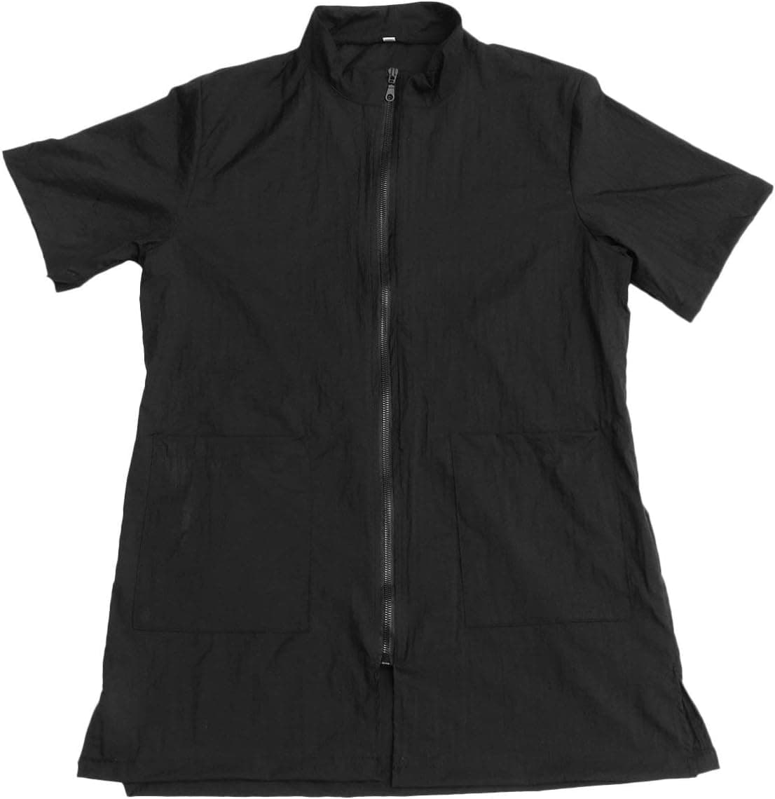 Grooming Smock 1Pc, Pet Grooming Workwear Nylon Anti-Static Pet Work Clothes Smock Hair Shirt Uniform Pet Groomer Smock with Full Zipper Smocks for Dog Cat Shop, Black, Size L