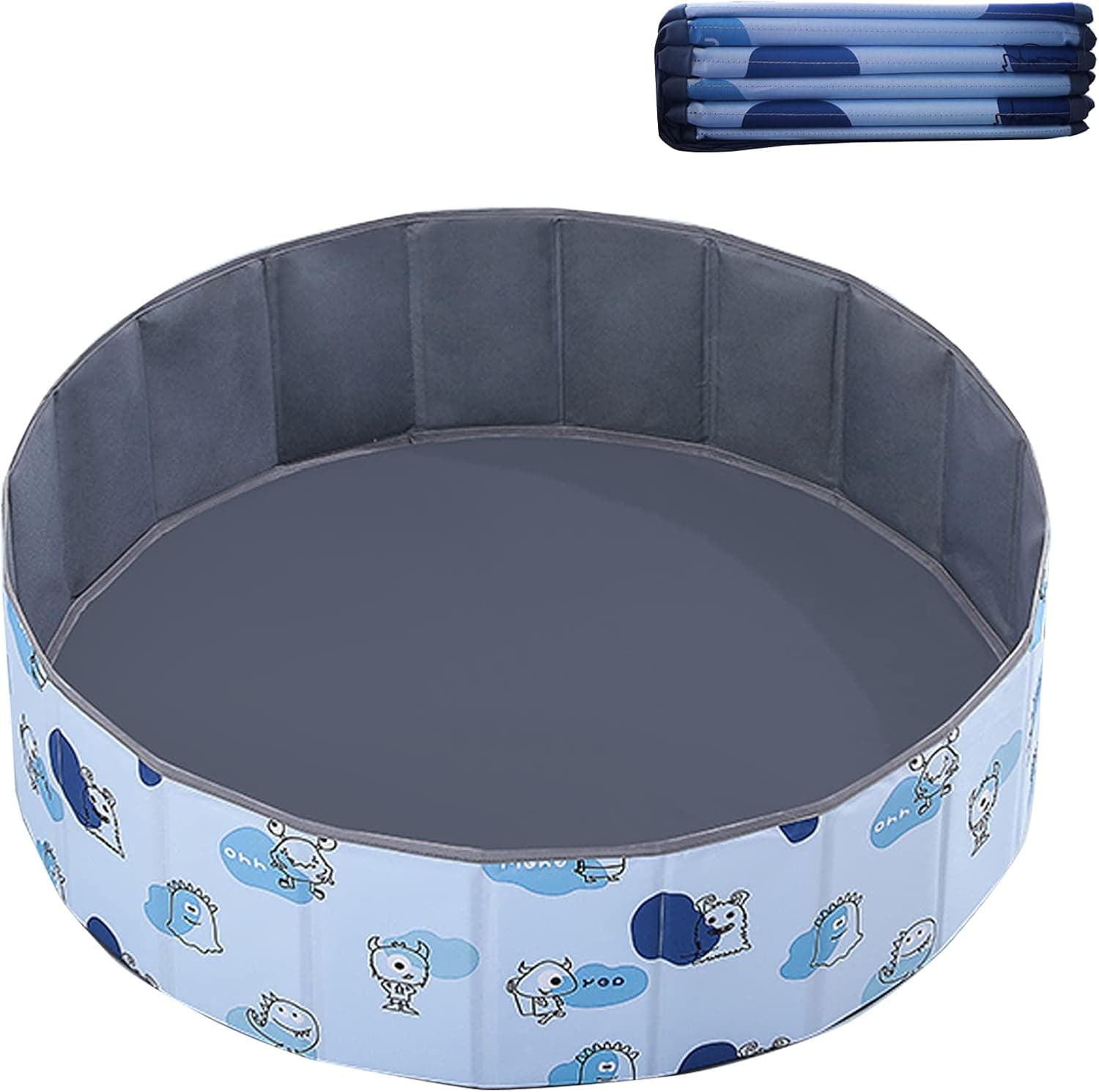Vchiming Ball Pit for Toddlers, Foldable Ball Pool for Ocean Balls, Little Monster Ball Pit for Kids and Babies, Waterproof Play Tent for Girls Boys Kids, Blue