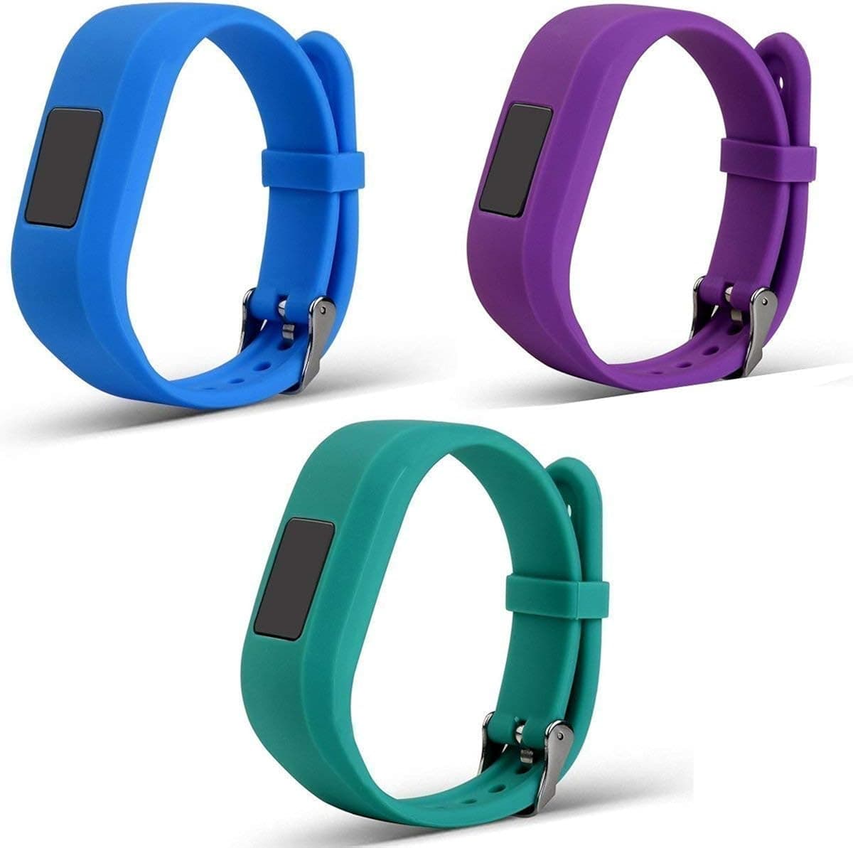 ECSEM E Large Replacement Bands and Straps Compatible with Garmin Vivofit JR & Vivofit JR.2 & Vivofit 3, [fits 5.5~8.5 inch Wrists] for 5 Years Kids or Older Children, Blue/Teal/Purple