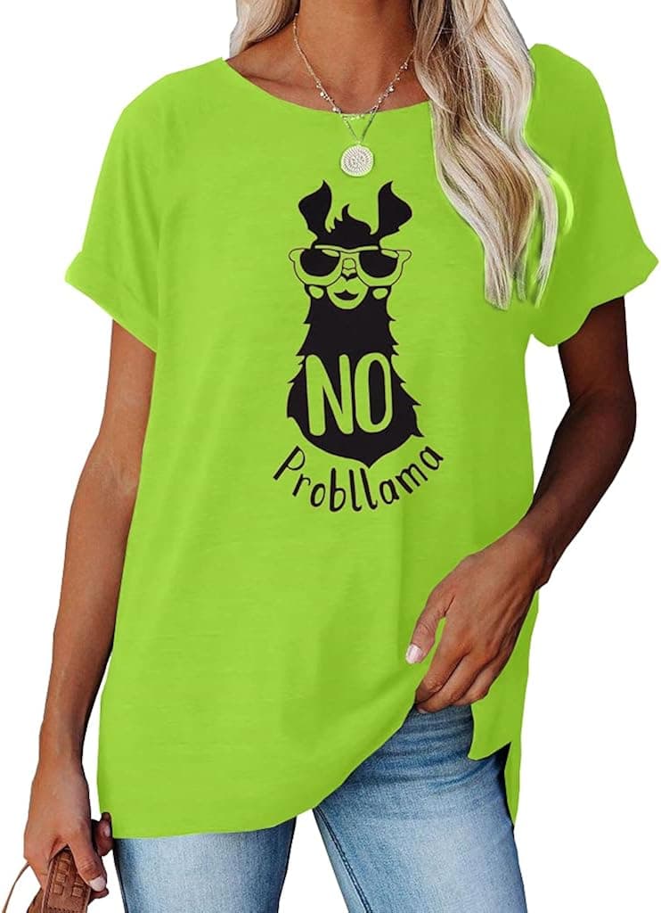 NIUBIA Women's Giraffe Print Basic Crew Neck Tee Summer Solid Color Short Sleeve T-Shirt Loose Fitting Tops