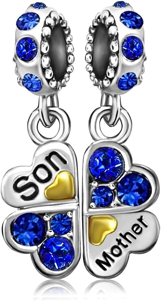JMQJewelry Mom Mother Love Son Birthday Birthstone Jan-Dec Crystal Womens Bead Charms for Bracelets Jewelry Christmas Mothers Day