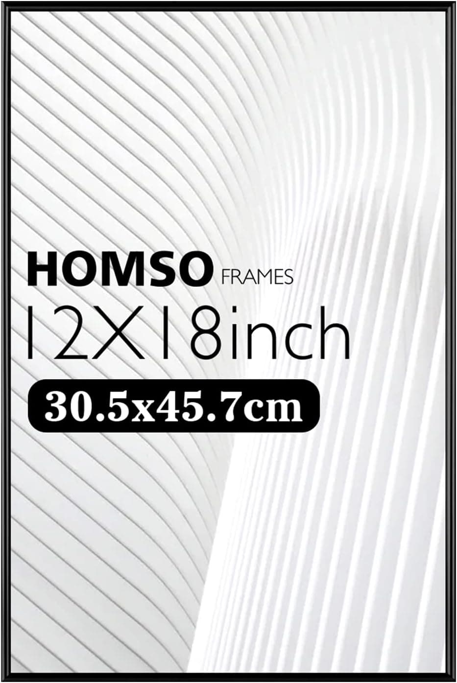 Homso 12x18 Poster Picture Frame in Black, Thin Aluminum Metal Frame with Crystal Acrylic for Wall Mounting Horizontally and Vertically