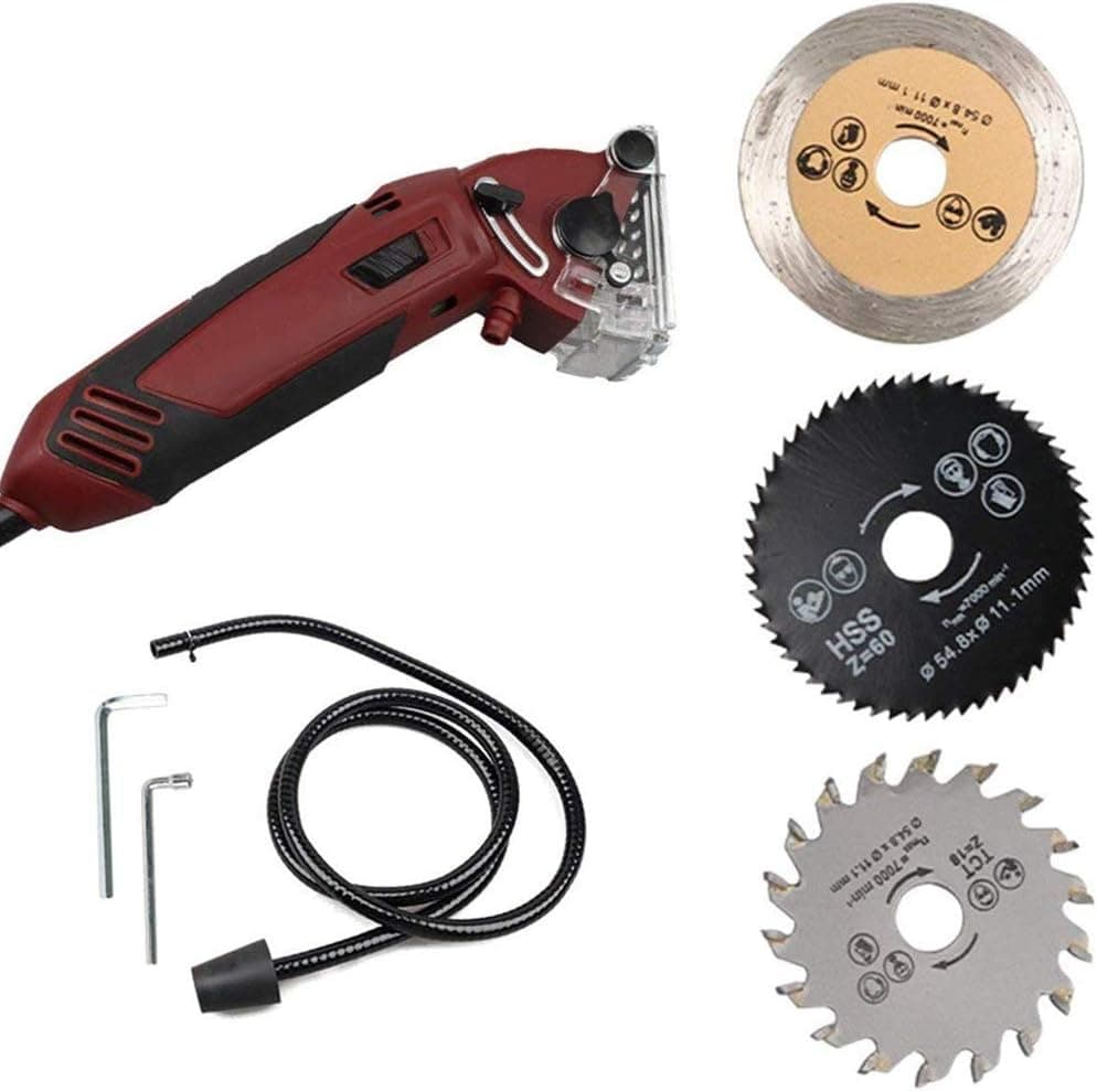 S SMAUTOP Mini Electric Compact Circular Saw 400W Circular Saw Machine Woodworking Tools Cutting Blades Kit