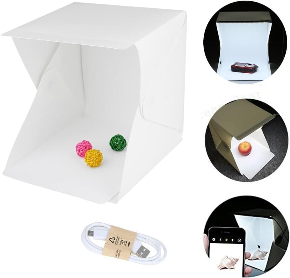 Folding Portable Mini Photo Studio, Photography Lighting Light Tent Photo Background Shooting Tents with USB Cable Unfolding by XUANLAN, Size 9 x 9 x 9 Inch
