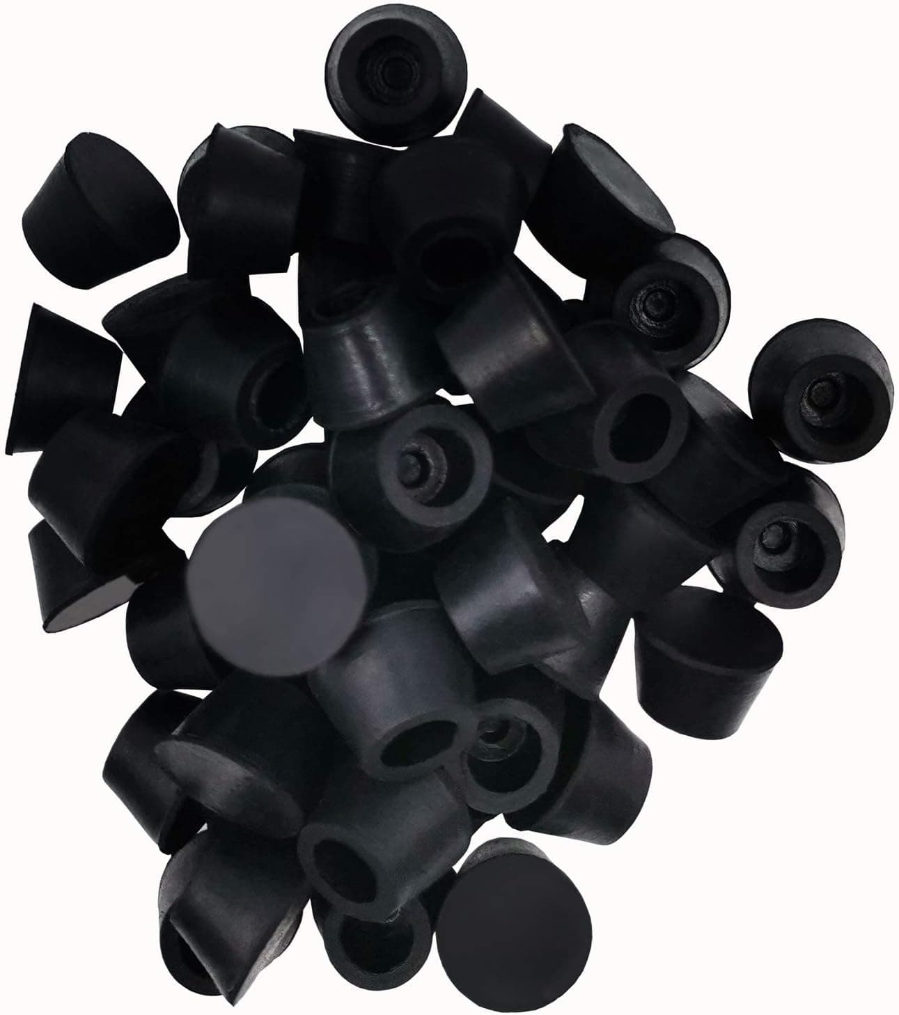 KINMAX 50PCS Round Rubber Feet ,Black Bumpers Pads, Cutting Board Rubber Feet Circular Chair Leg Caps Floor Protectors,Anti-Slip Soft Furniture Pads for Electronics and Appliances 12X16X10mm